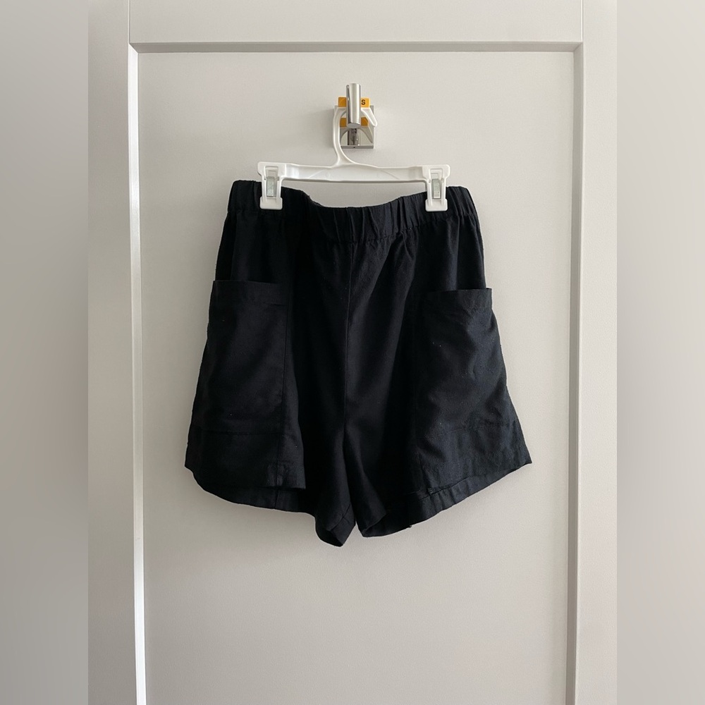 Last Chance - Handmade Silk Noil Black Shorts